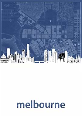 melbourne skyline blue