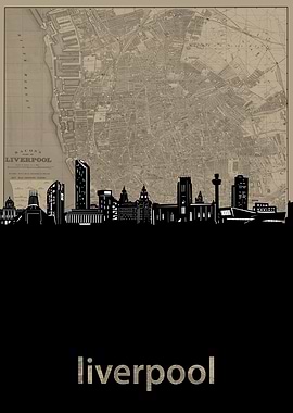 liverpool skyline sepia