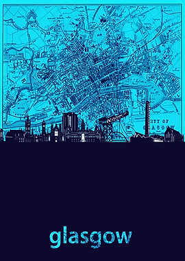 glasgow skyline turquoise