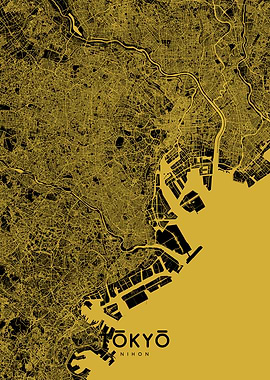 Tokyo map gold