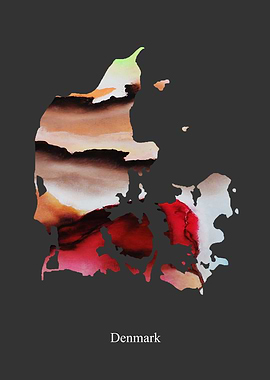 Denmark Map Colourful