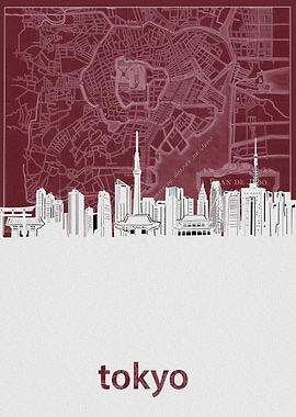 tokyo skyline red