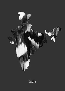 India Map In Black White