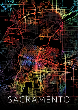 Sacramento Watercolor Map