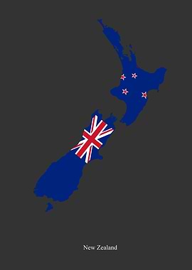 New Zealand Map Flag