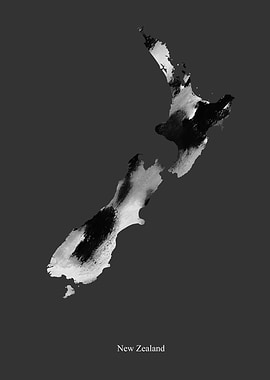 New Zealand Map B W