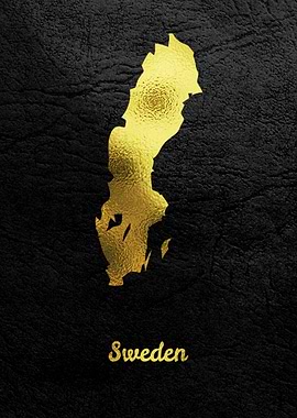 Golden Map Art Sweden
