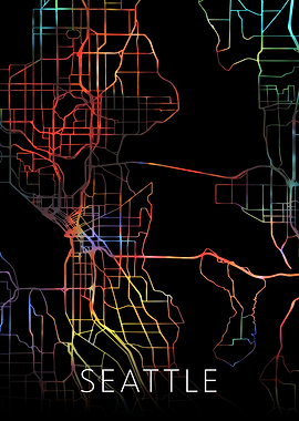 Seattle Watercolor Map