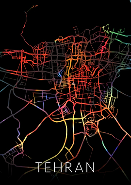 Tehran Iran Watercolor Map