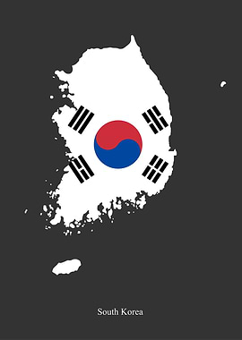 South Korea Map Flag