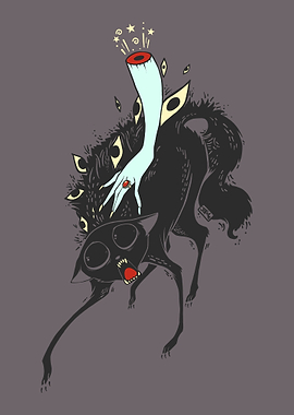 Cute Black Cat And Witch