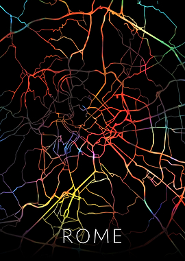 Rome Italy Watercolor Map