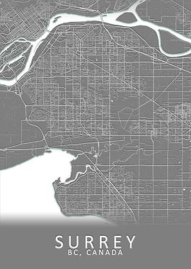 Surrey BC Canada City Map