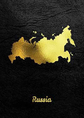 Golden Map Art Russia