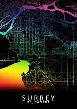 Surrey BC Canada City Map