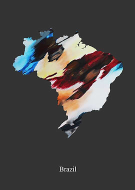 Brazil Map Colourful