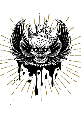 skull with wings and crown