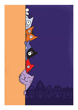 Cute doodle cats hide