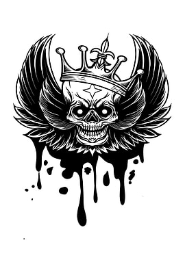 skull with wings and crown