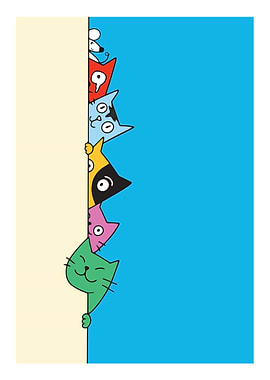 Cute doodle cats hide