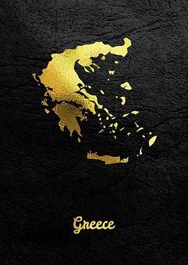 Golden Map Art Greece