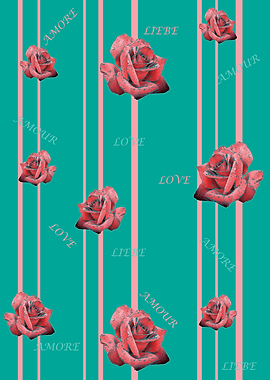 Pink roses with love words