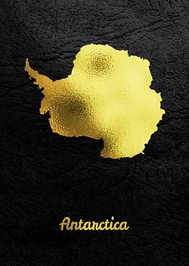 Golden Map Art Antarctica