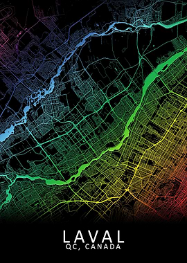 Laval QC Canada City Map