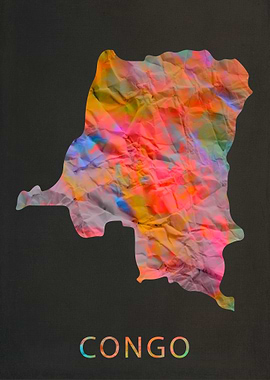 Congo Tie Dye Country Map