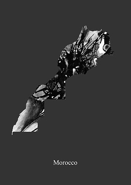 Morocco Map Black White