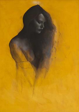 Graceful, woman on yellow