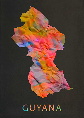 Guyana Tie Dye Map Country