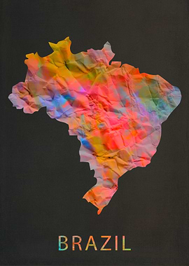 Brazil Tie Dye Map Country