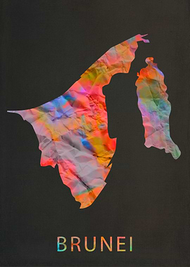 Brunei Tie Dye Country Map