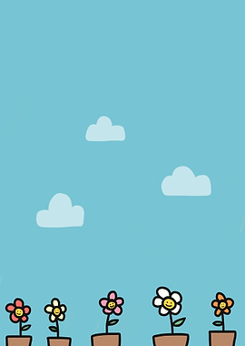 Flowers smile and blue sky