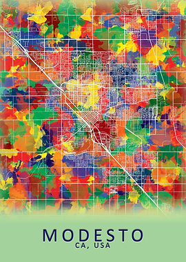 Modesto CA USA City Map