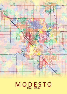 Modesto CA USA City Map