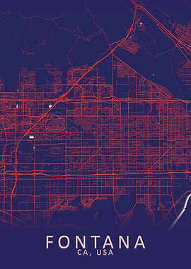 Fontana CA USA City Map
