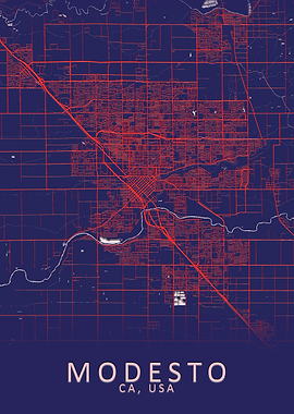 Modesto CA USA City Map