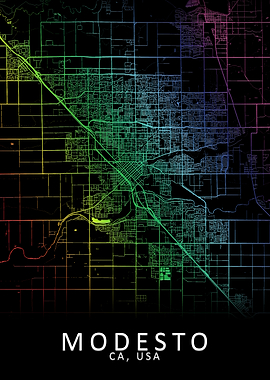Modesto CA USA City Map