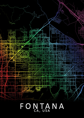 Fontana CA USA City Map