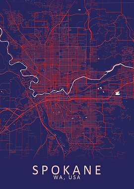 Spokane WA USA City Map