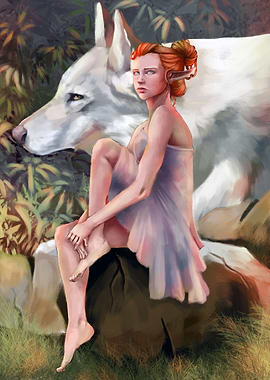 The elf and his wolf