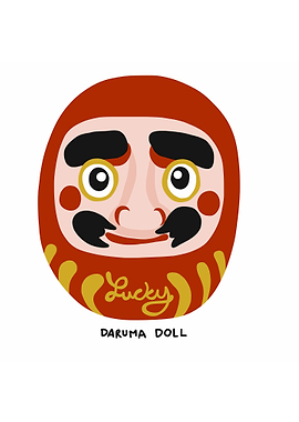 Daruma lucky charm cartoon