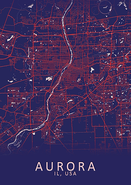 Aurora IL USA City Map