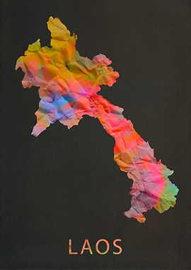 Laos Tie Dye Country Map