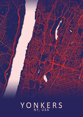 Yonkers NY USA City Map