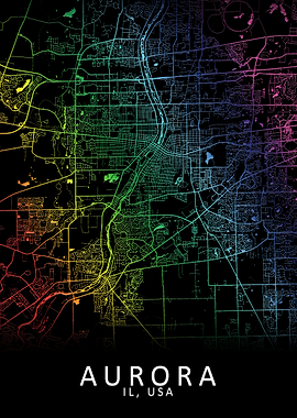Aurora IL USA City Map