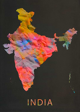 India Tie Dye Country Map