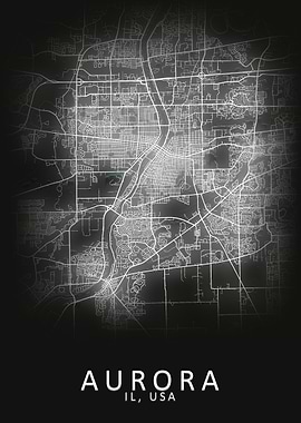 Aurora IL USA City Map